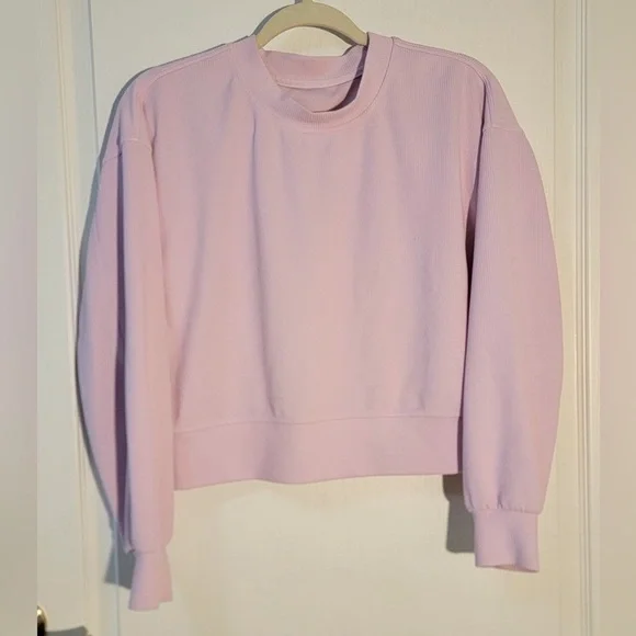 Lululemon Ribbed Softstreme Oversized Cropped Crew•Meadowsweet Pink•LIKE NEW•2 - Picture 4 of 15